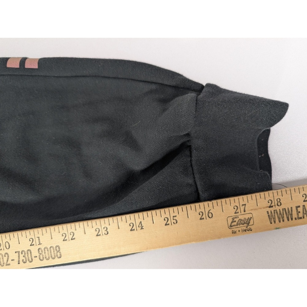 Adidas Pants Womens Medium Black Fleece Jogger Sweatpants Pink Leg Logo - Picture 12 of 14